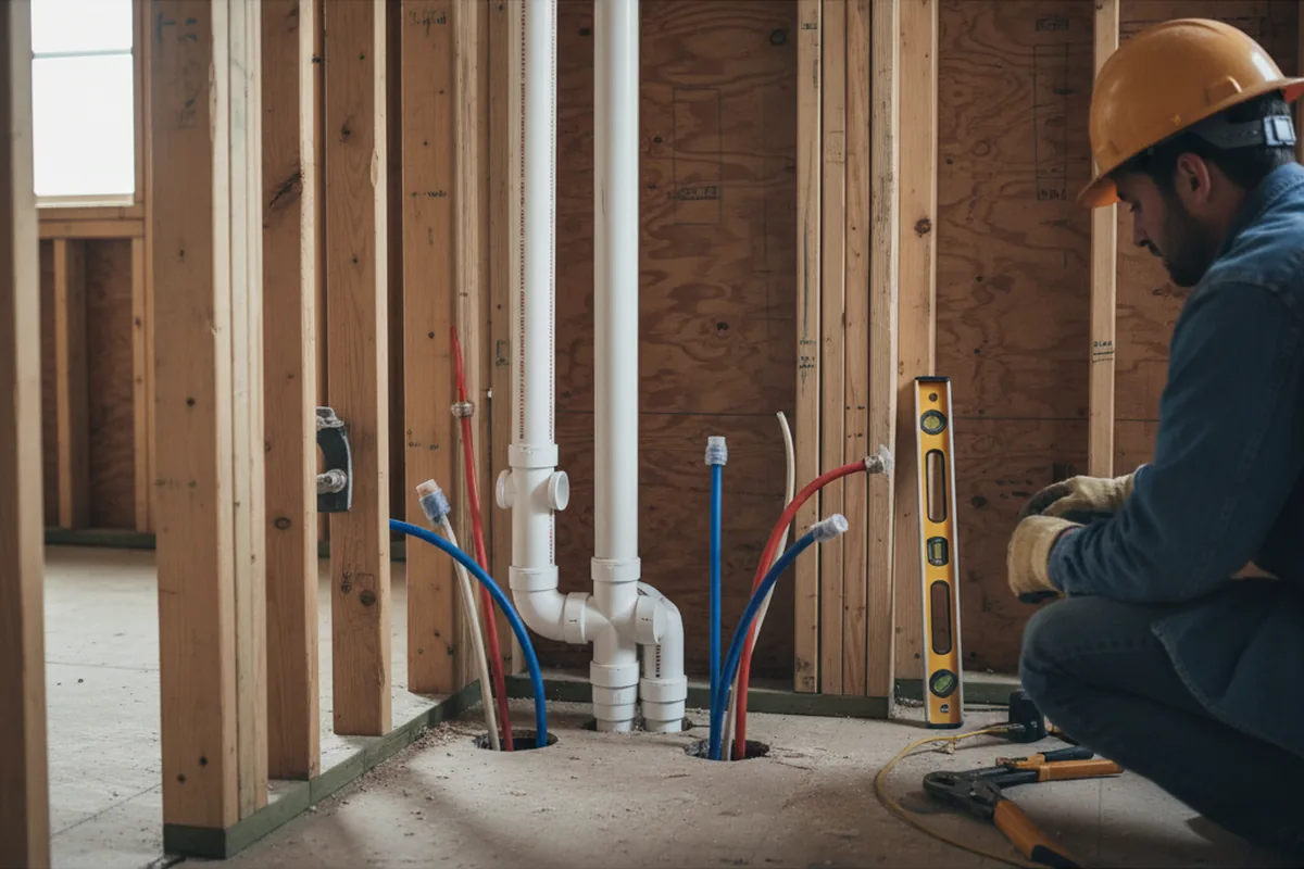 Drain and supply rough-in during Drain Cleaning in Epsom